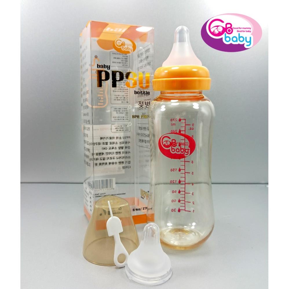 Bình sữa PPSU cổ hẹp GB-Baby dung tích 80ml 120ml 270ml tặng núm ty và van chống sặc sữa cho bé