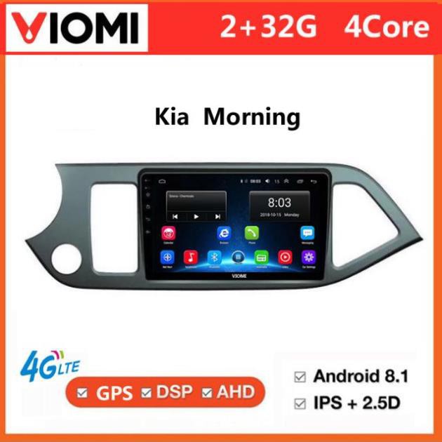 MÀN HÌNH ANDROID + MẶT DƯỠNG KIA MORNING 2011-2020 +JAK CẮM ZIN