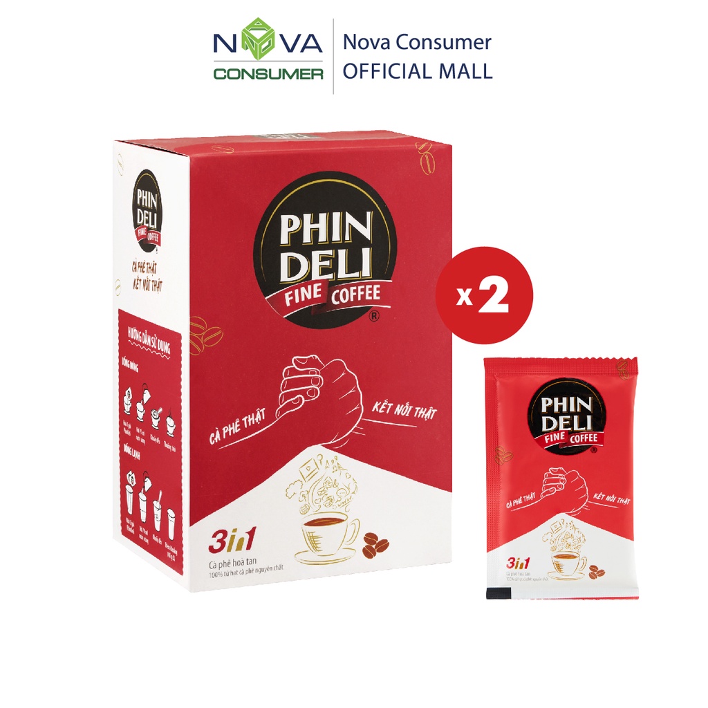 [Combo 2 hộp] Cà Phê Hòa Tan PhinDeli 3in1 (17g x 18 gói x 2 hộp)