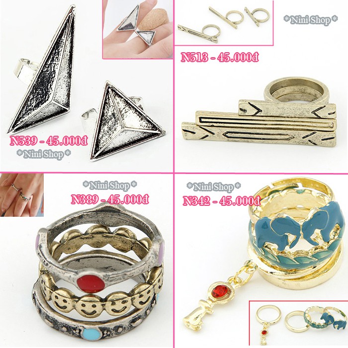 Set nhẫn bộ xi men - midi ring (kéo sang phải xem thêm mẫu)
