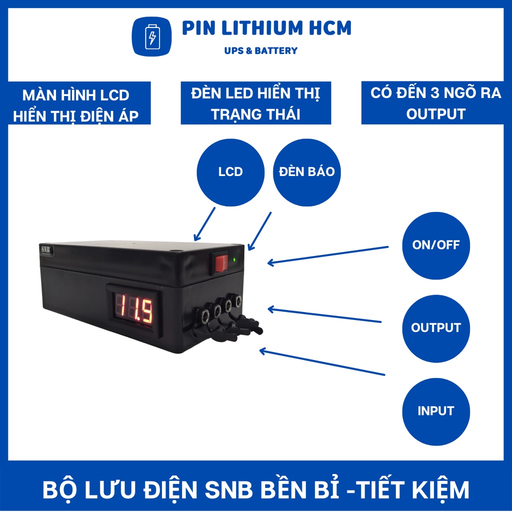 UPS 12V dung lượng 31200mAh, lưu điện camera, wifi, bảo hành 12 tháng