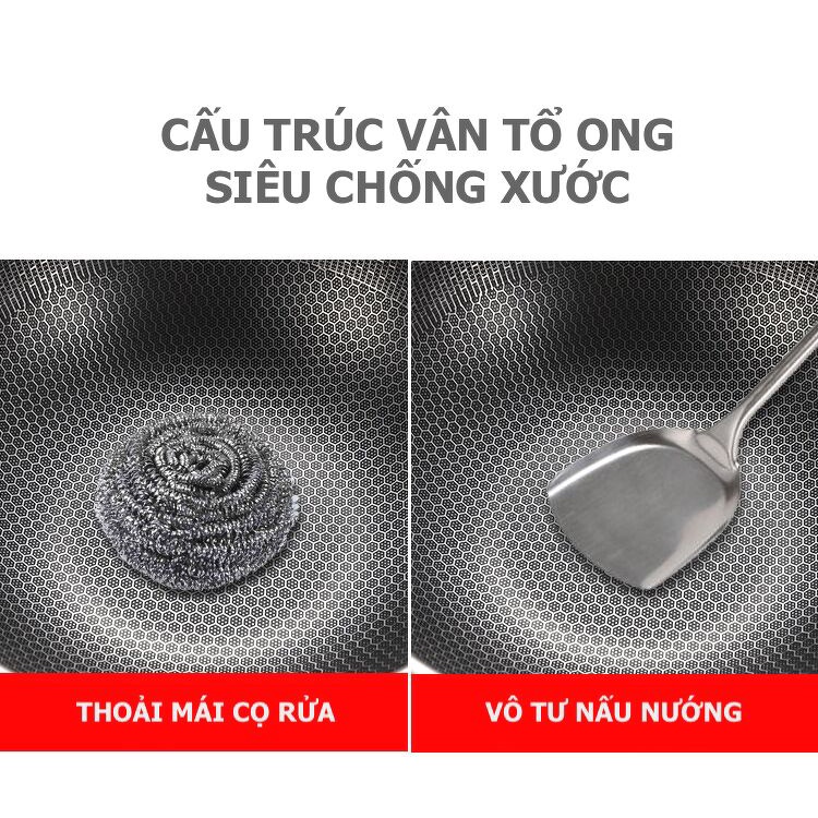 Chảo vân tổ ong chống dính cao cấp-Chảo dùng được tất cả các loại bếp  - Đường kính lớn 32cm