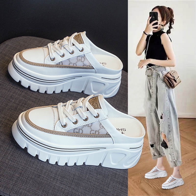 Sục thể thao nữ độn đế cao cấp 6 phân màu trắng
