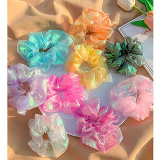 Dây cột tóc vải Scrunchies vải lưới ánh kim bóng nàng tiên cá