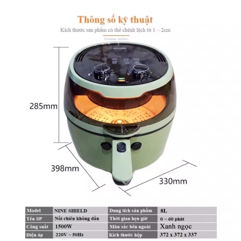 nồi chiên không dầu nhật bản 🇯🇵 Nine Shield 8l