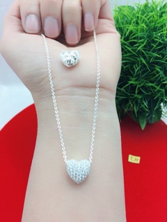 Dây chuyền tim đá 2 mặt cực xinh