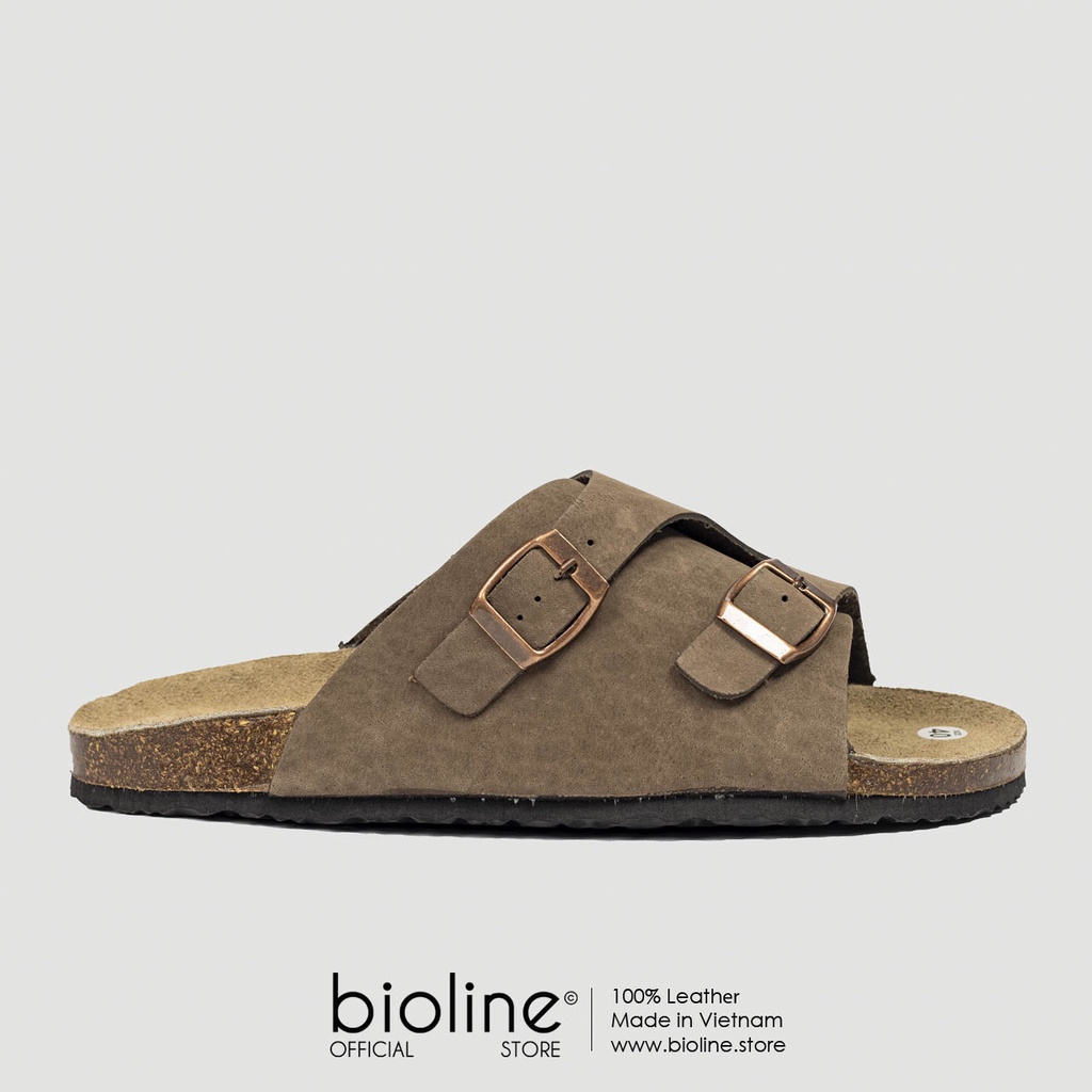 [DA BÒ THẬT] D19-Dép đế trấu BIRKEN da bò quai ngang bản to Bioline Unisex (Đế trấu, da bò thật nguyên tấm) – Juni Store