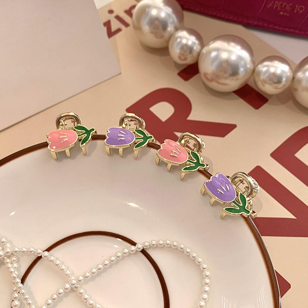Kẹp Tóc Càng Cua Mini Bằng Kim Loại Hình Hoa Tulip Dễ Thương Cho Nữ