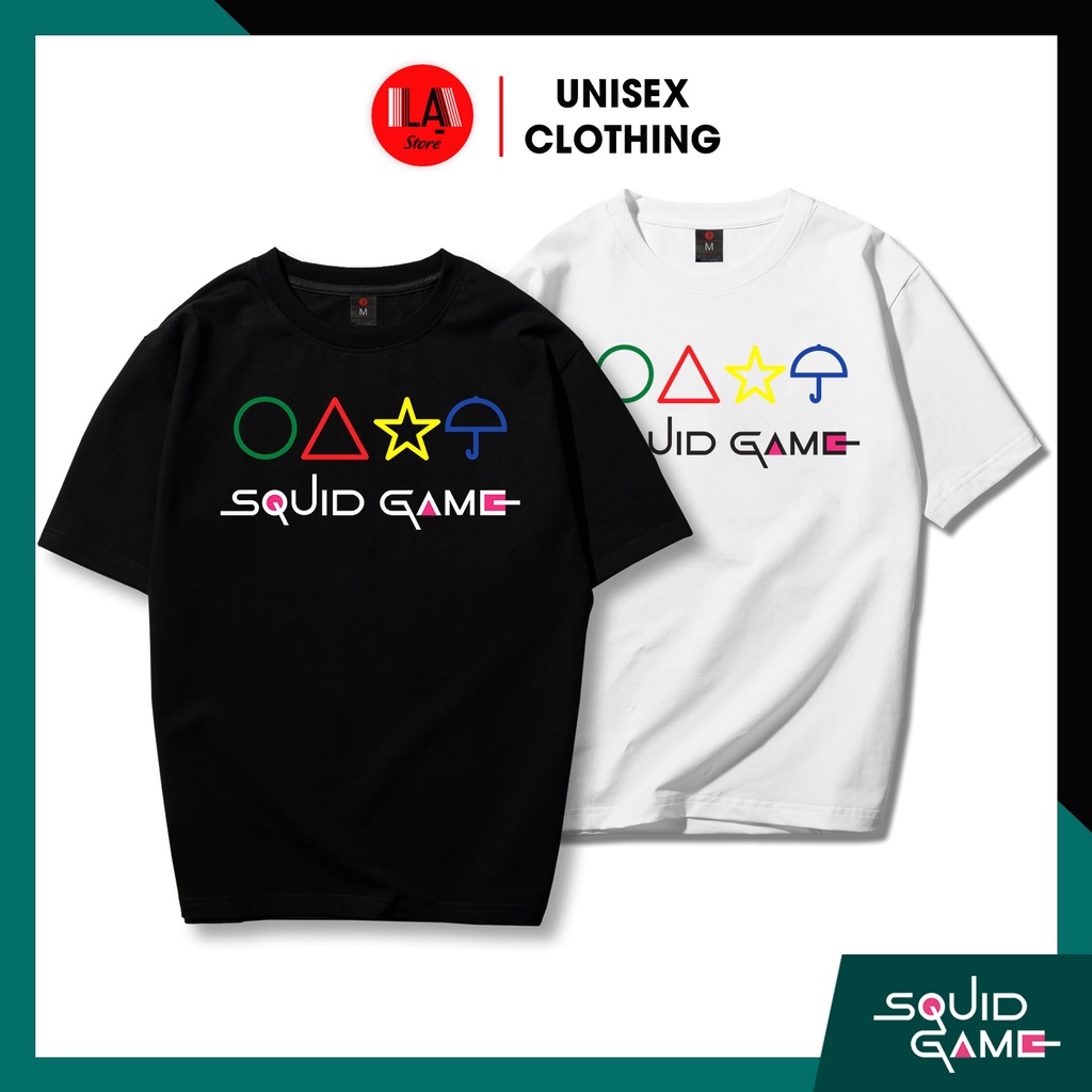 Áo Thun Unisex SQUID GAME - Trò Chơi Con Mực | Biểu Tượng Vuông Tròn Tam Giác | LẠ STORE