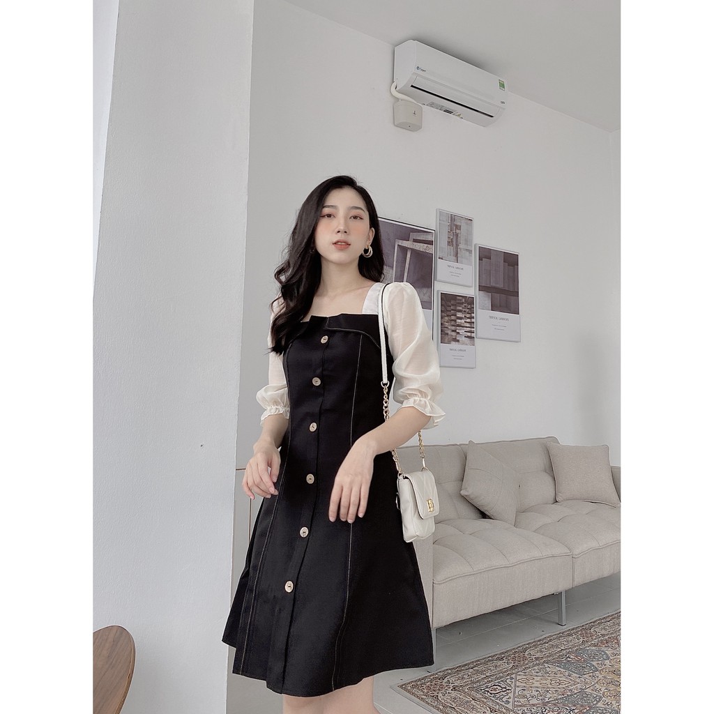 VÁY CỔ VUÔNG NỐI NGỰC