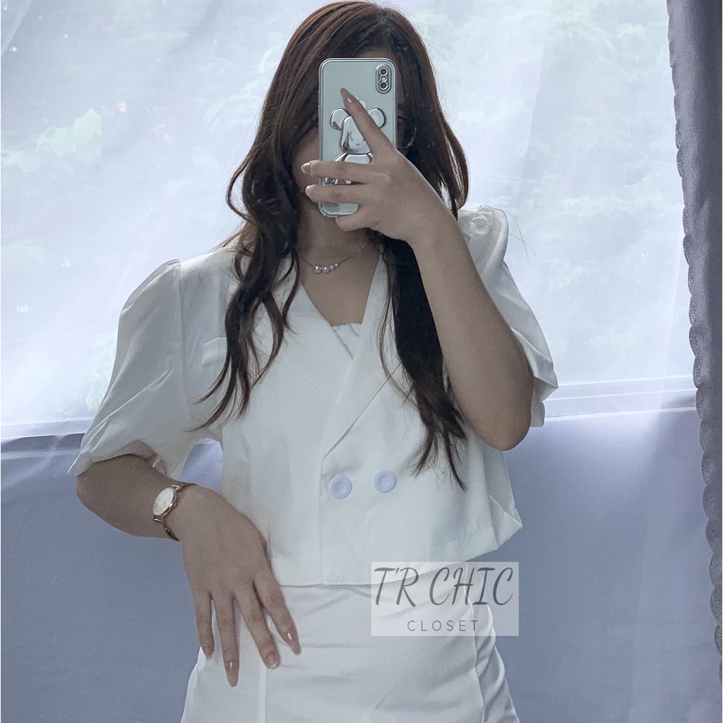 Set Váy Dây + Áo Vest Nữ Phong Cách Hàn Quốc