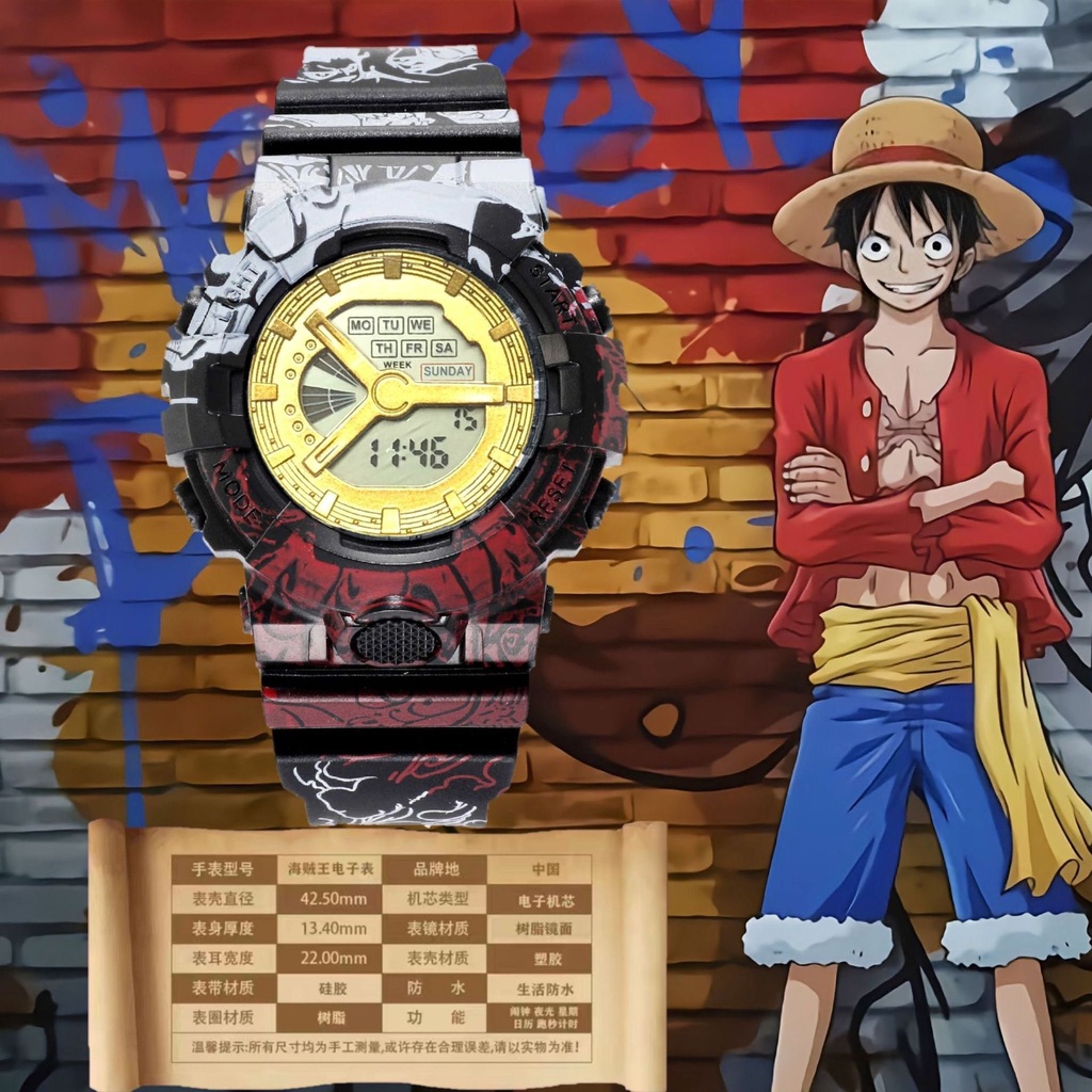 CASIO Đồng Hồ Điện Tử Đèn Led Thể Thao Đa Năng In Hình Anime One Piece Luffy Cho Trẻ Em