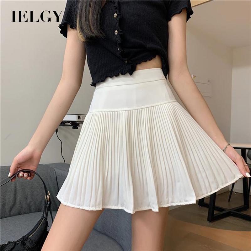 Chân váy IELGY dáng chữ A lưng cao thiết kế xếp ly đơn giản thời trang mùa hè cho nữ