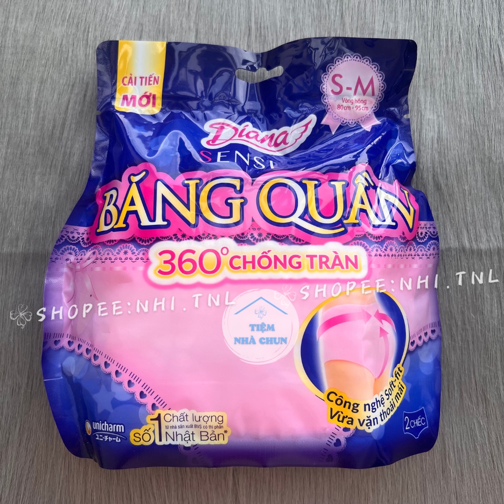Băng Vệ Sinh Ban Đêm Dạng Quần  Diana Sensi Size S - M / M - L Gói 2 Miếng