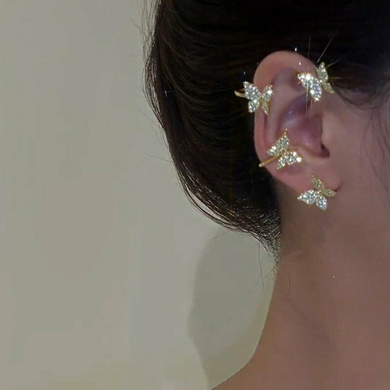 Khuyên kẹp vành tai BELLA-BEE kiểu bướm đính đá zircon thời trang