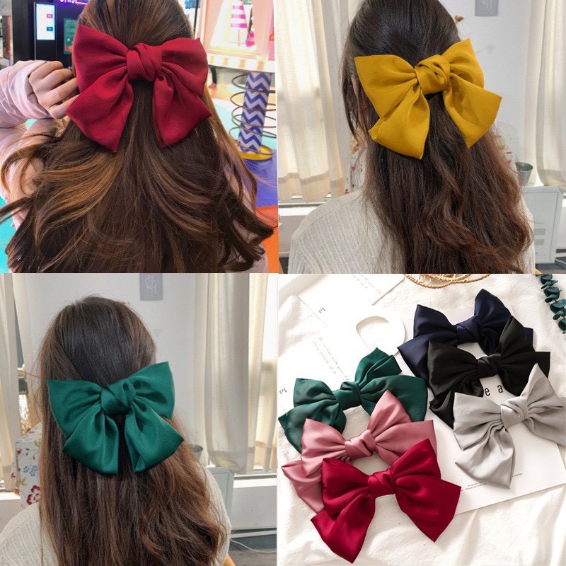 Nơ lụa satin cao cấp kẹp tóc HOT TREND