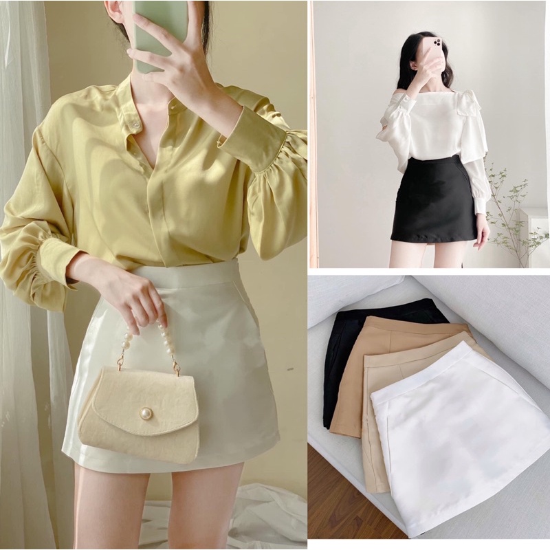 Chân váy A vải TAFTA phong cách hàn quốc trẻ trung có lót quần bên trong mặc đi chơi, du lịch CV46