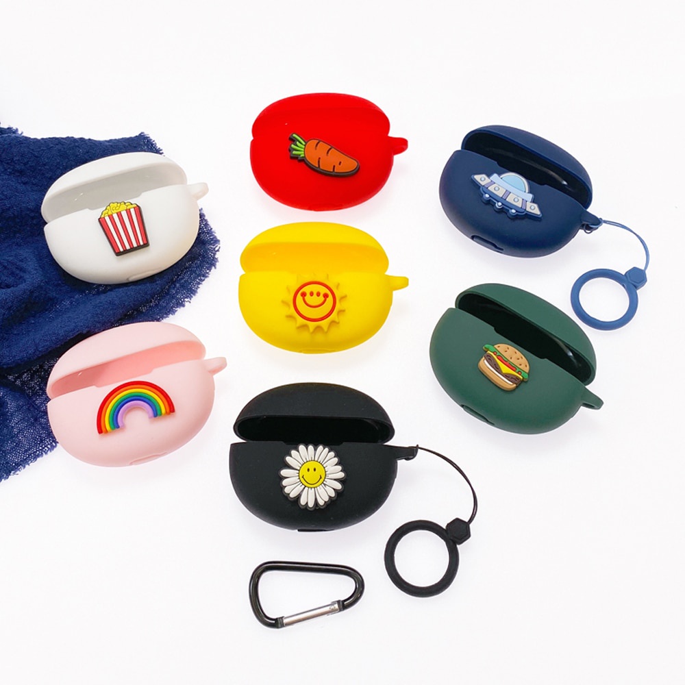 Beats Studio Buds Vỏ Bảo Vệ Hộp Sạc Tai Nghe Beats Studio Bằng Silicon Mềm Hình Cầu Vồng Chống Nước Chống Sốc Kèm Móc