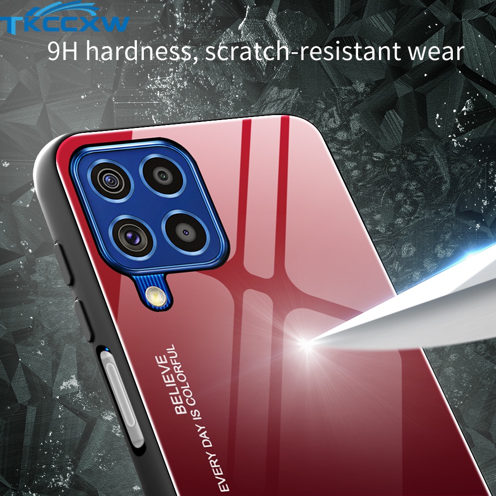 Ốp điện thoại mặt kính cường lực cứng màu gradient cho Samsung Galaxy A32 A82 F62 M62 M32 A52S M42