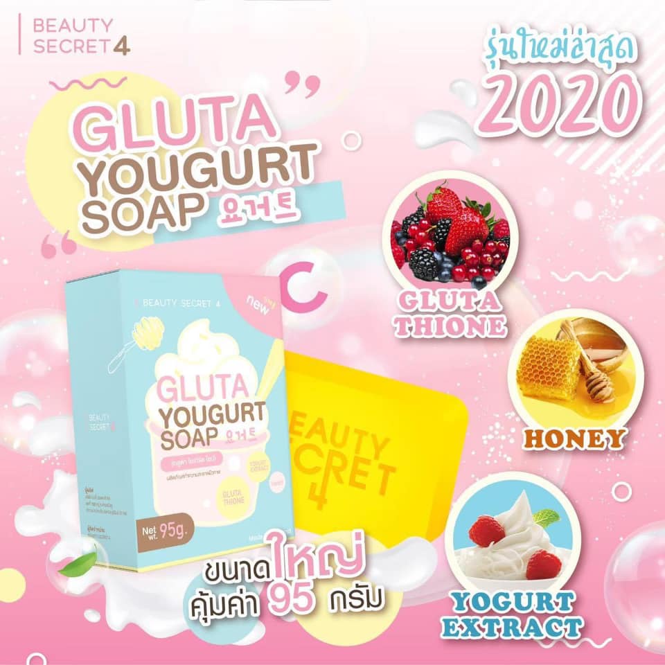 01 Xà Phòng Sữa Chua Sáng Da Dưỡng Ẩm Gluta Yougurt Beauty Secret (Mặt &amp; Body) Thái Lan 95gram
