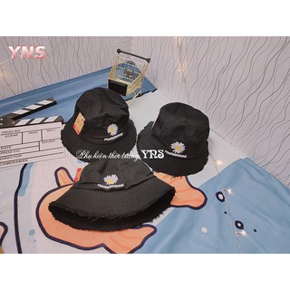 Nón bucket / Mũ tai bèo rách hoa cúc thêu có chữ giá rẻ