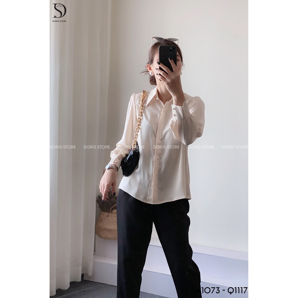 Áo sơ mi trắng Blouse thắt nơ Doris A1073