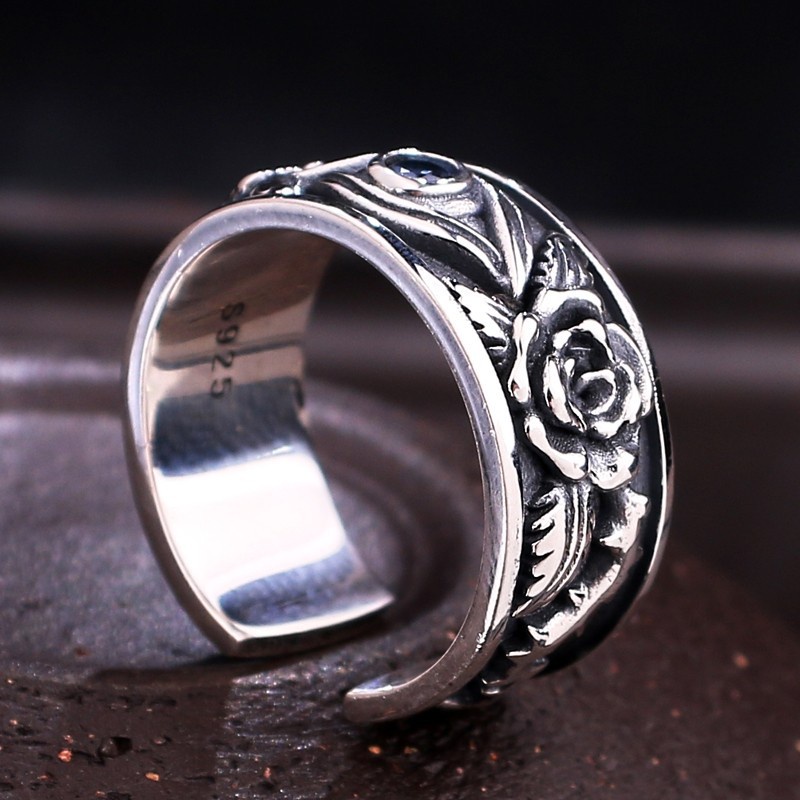 Nhẫn nam nữ tròn Merin Accessories màu bạc thời trang chất Titan đẹp đơn giản không gỉ - Nhẫn ROSE