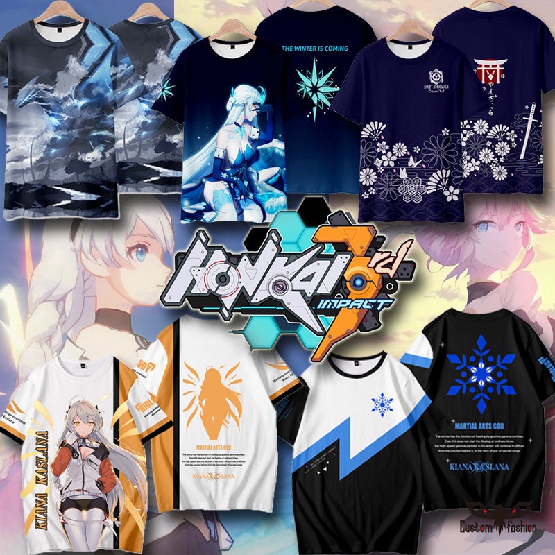 Áo Thun Tay Ngắn Cổ Tròn In Hình Game Honkai Impact 3D Thời Trang Mùa Hè Cho Nam Và Nữ
