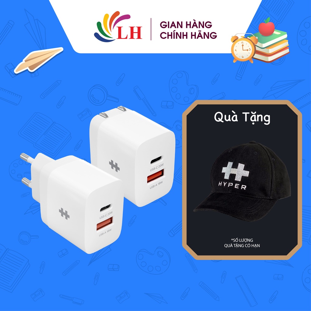 Cốc sạc HyperJuice 20W Charger 1USB 1Type-C HJ205/HJ205EU - Hàng chính hãng - Thiết kế nhỏ gọn, 1USB 1Type-C tiện dụng