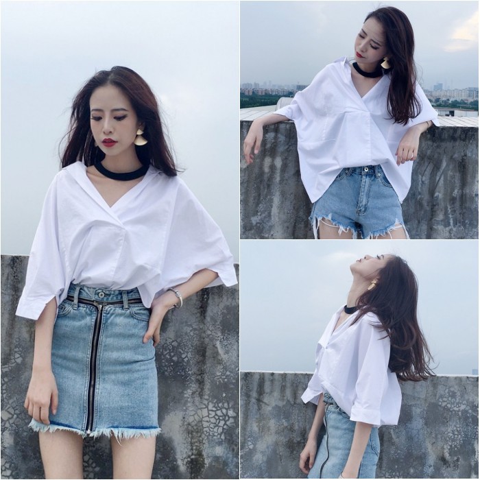 Sơ mi cổ V Ulzzang