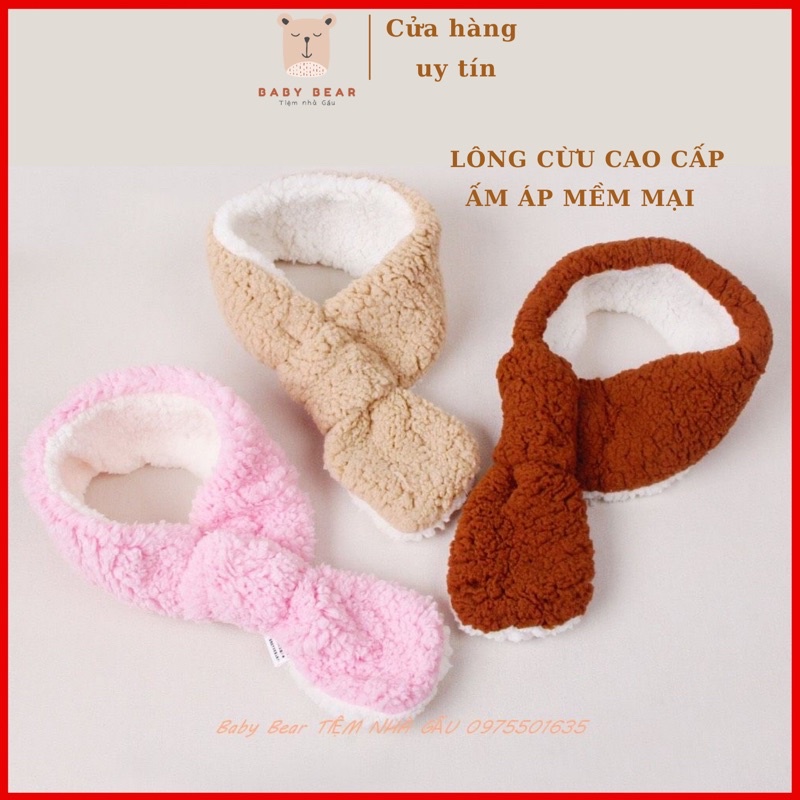 Khăn len lông cừu quàng cổ cho bé mềm mại xịn xò phong cách Hàn Quốc cực kỳ dễ thương