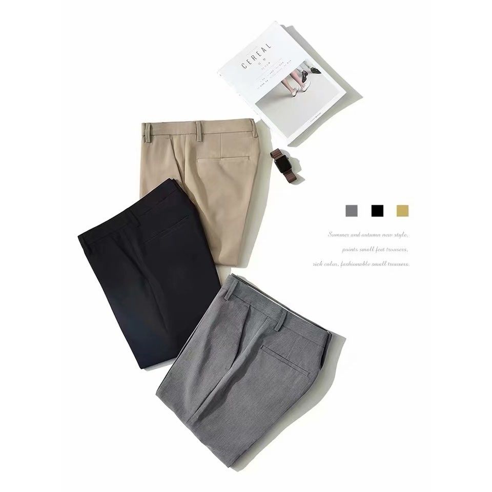 Hot Boys Japanese fashion pants trend new casual all-match pants literary cropped pants simple youth Harajuku Ins popular pants men's and women's dress pants