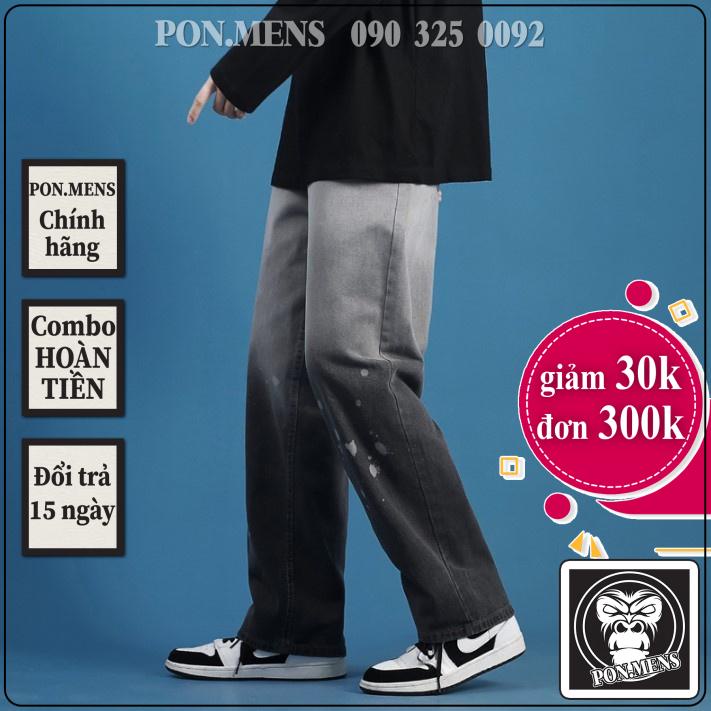 Quần jean ống rộng nam nữ wash màu xanh và xám đẹp mới hà nội hcm 7029 Pon.mens