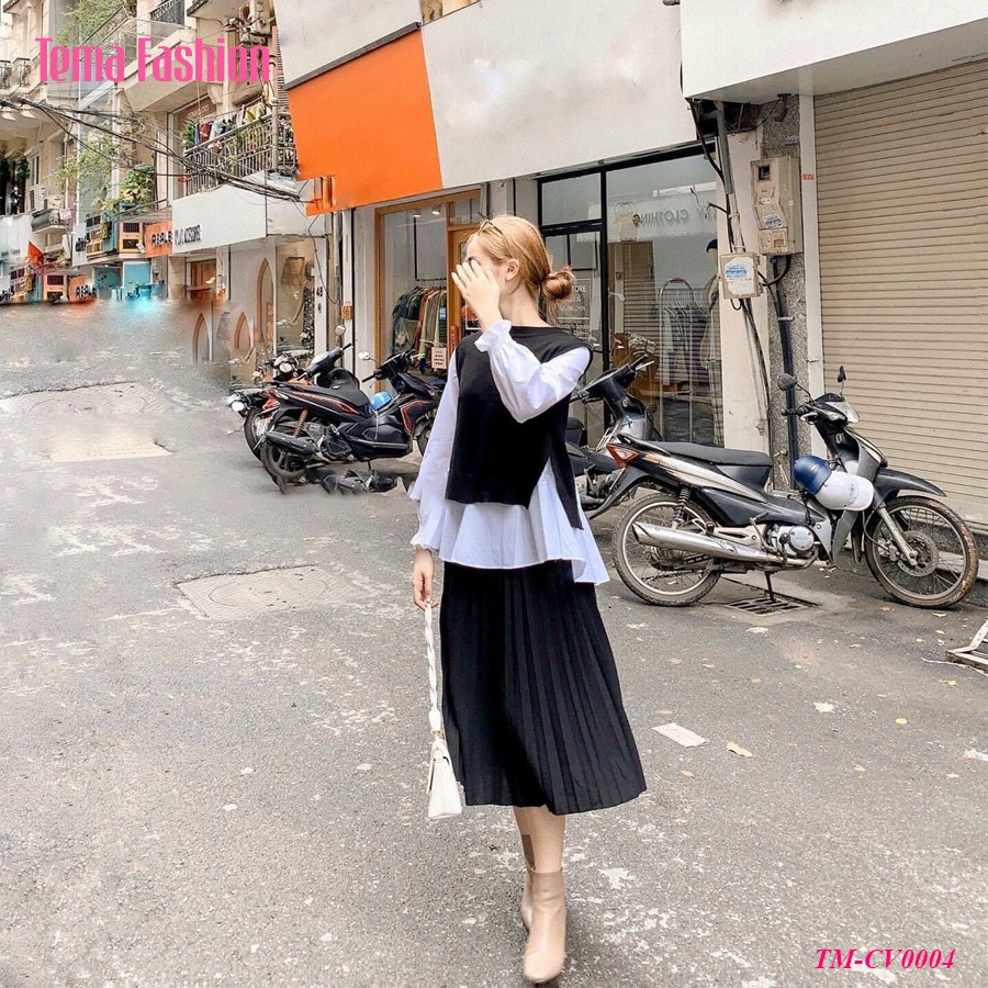 Chân váy xếp ly MIA 1992 cao cấp - Chân váy dài midi cạp chun chất siêu đẹp siêu rẻ