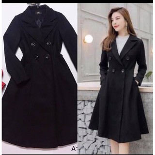 áo khoác dạ màu đen cổ vest chất siêu đanh dày dặn mềm mịn
