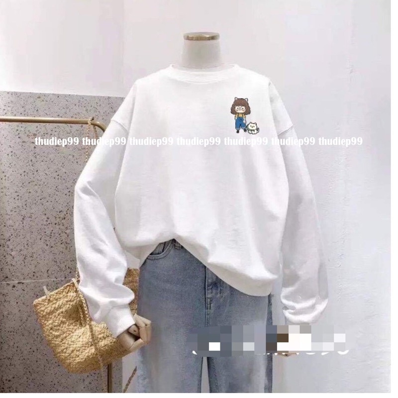 áo sweater nỉ ngoại cô gái mèo( thudiep99)