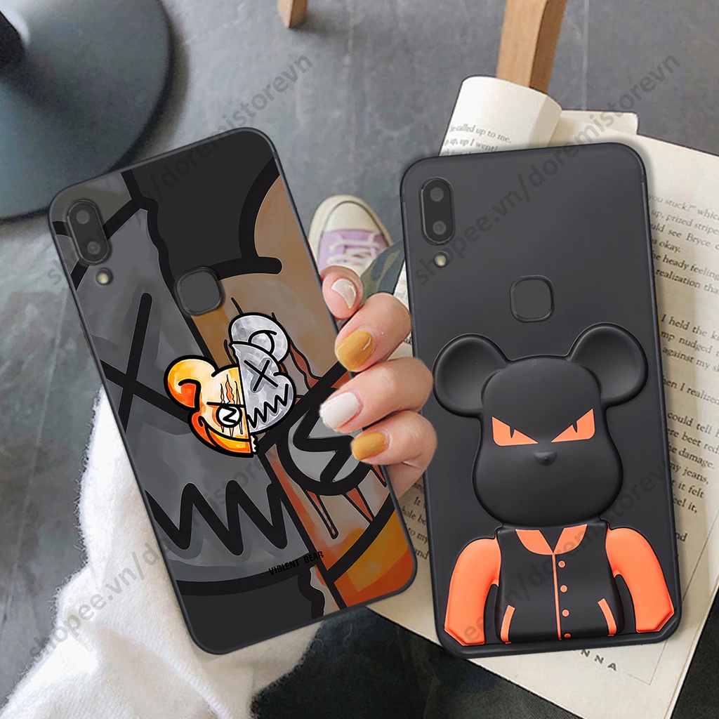 Ốp lưng Vivo V9 / V9 Youth hình kaws, kith, bear brick nổi 3D phong cách độc đáo