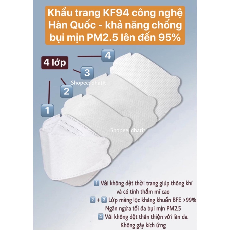 Khẩu trang Kf94 chống bụi siêu mịn thiết kế nếp gấp chuẩn hàn quốc Pm2.5 | WebRaoVat - webraovat.net.vn