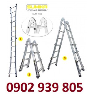 [LH CHIẾT KHẤU] A1.2; I4 MET SKM-404 Thang nhôm vừa rút vừa gấp chữ A đa năng Sumika DUỖI I 4 mét SKM404 LH Ngay ạ