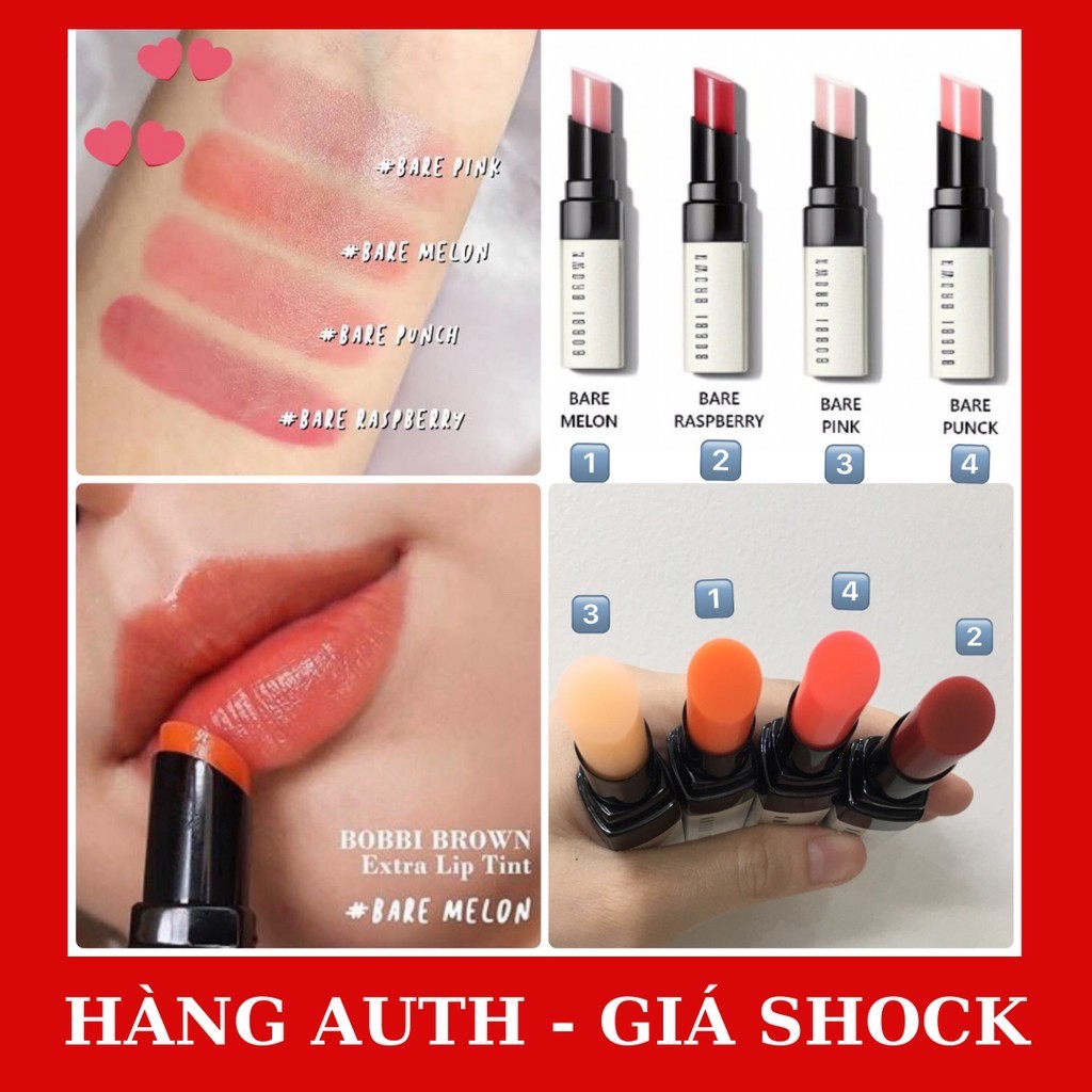[TEM CHÍNH HÃNG] FullBox_Son Dưỡng Bobbi Brown 2.3g | extra lip tint: bare pink, bare melon, punch, rasberry | BigBuy360 - bigbuy360.vn