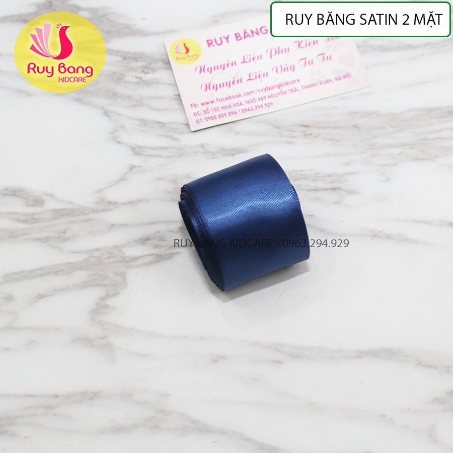 [Mã SKAMLTSM9 giảm 10% đơn 99K] Ruy băng lụa bóng 2 chuyên dụng làm nơ và hoa vải handmade sz 38mm tone xanh