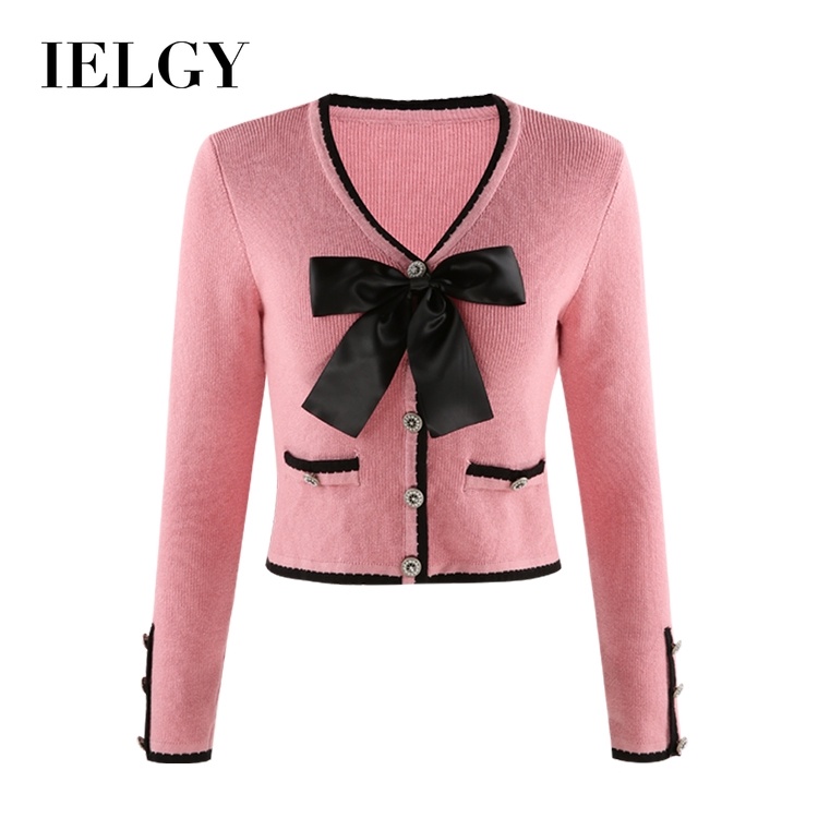 Áo khoác cardigan IELGY đính nơ xinh xắn cho nữ