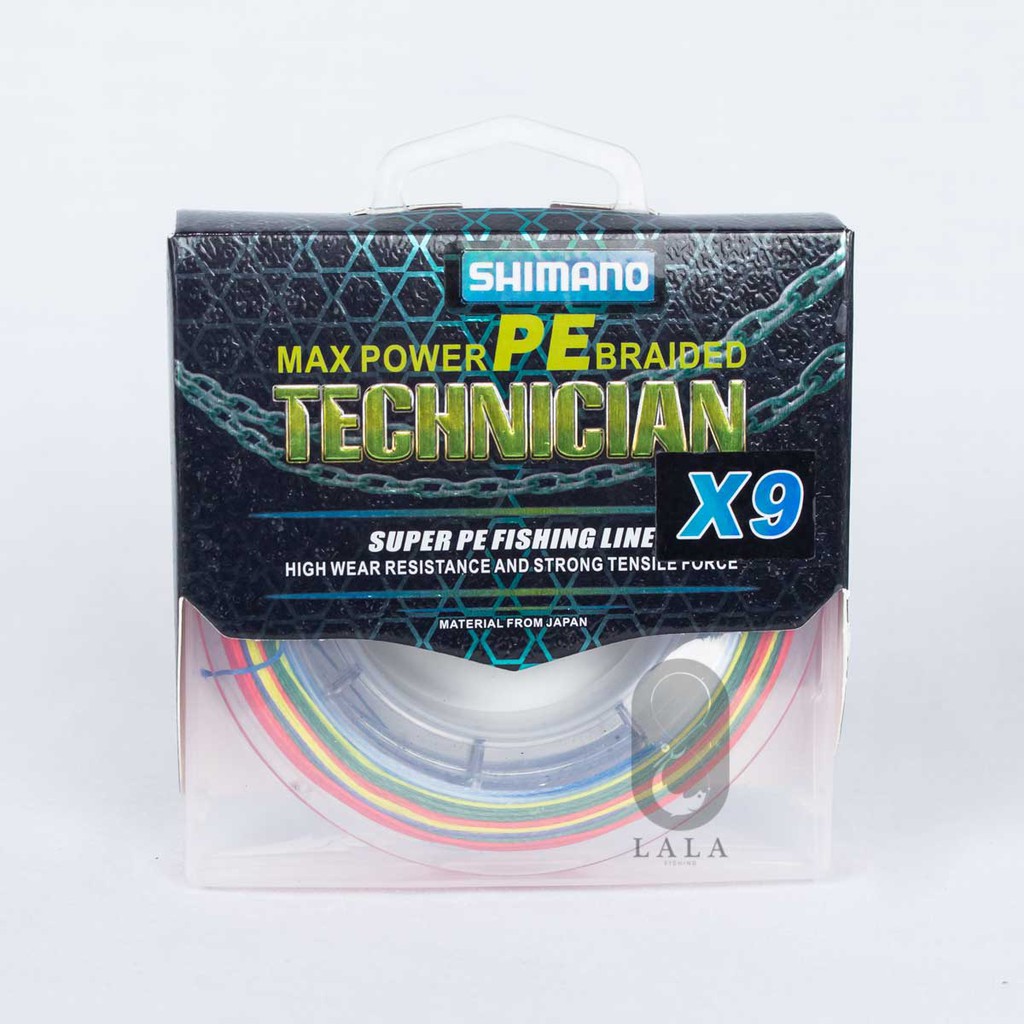 Dây bện câu cá Shimano TECHNICIAN X9 100m (multicolor)/ dây dù câu cá/ braid fishing line