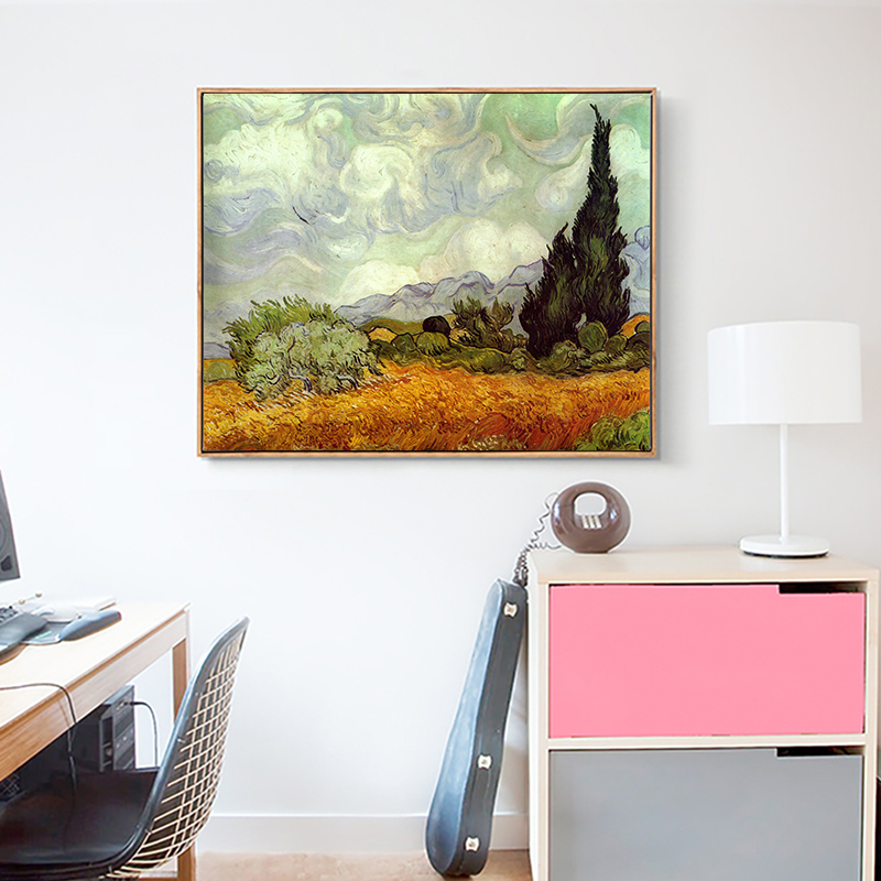 Tranh Vải Bạt Treo Tường In Hình Bầu Trời Đêm van gogh Trang Trí Nhà Cửa