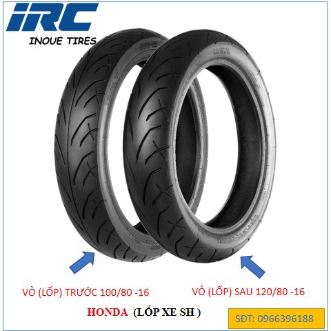 VỎ (LỐP) TRƯỚC SH125i ,150i HÃNG IRC (100/80-16) CHÍNH HÃNG