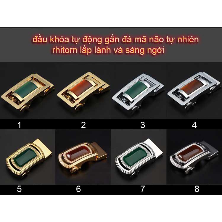 Đầu khóa dây nịt nam mặt thắt lưng da doanh nhân thời trang gắn đá mã não DÙNG DÂY 35MM KHÓA TỰ ĐỘNG