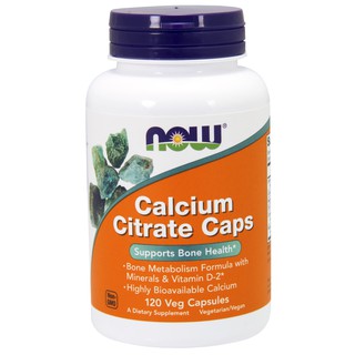 Bổ sung canxi và chất khoáng giúp xương chắc khỏe, chống loãng xương Calcium Citrate Caps 120 viên hãng NOW Foods USA