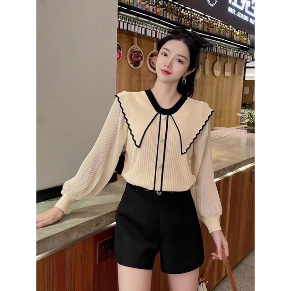 🔥🔥FREESHIP💥ÁO LEN TAY VOAN CỔ NHỌN SIÊU ĐẸP SỊN SÒ CHỊ EM NHA