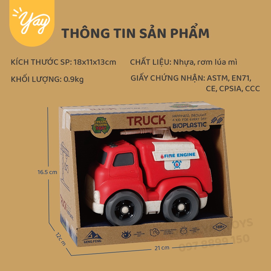Mô Hình Xe Cứu Hỏa Nhựa Lúa Mì Kèm Âm Thanh Cho Bé 18m+ - GengFeng