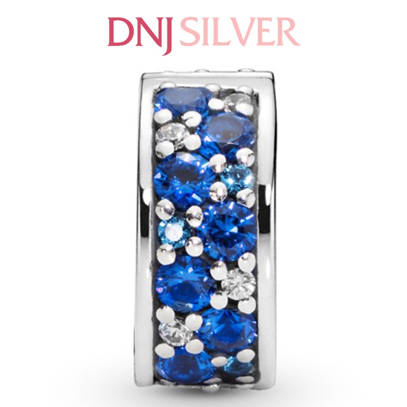 Charm bạc 925 cao cấp, hàng chuẩn bạc - Charm Clip Blue Pavé thích hợp để mix vòng tay charm - DN205